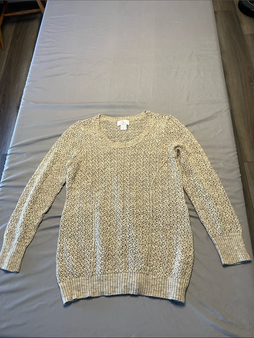 Oh Baby by Motherhood Cream Open-Knit Crewneck Sweater